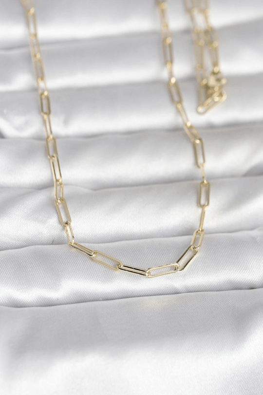 CM 14K Gold Renk Ataç Zincirli Model 60 cm Kadın Kolye