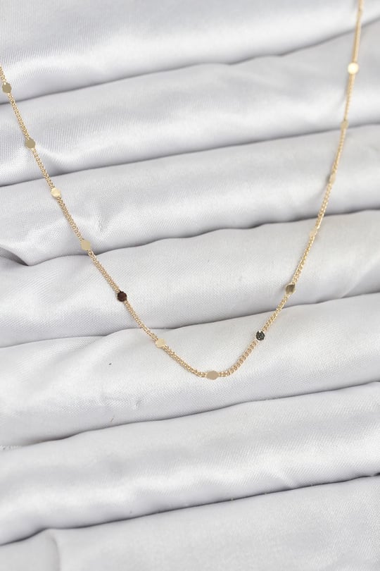 CM 14K Gold Renk Ezme Pul Model 60 cm Kadın Kolye