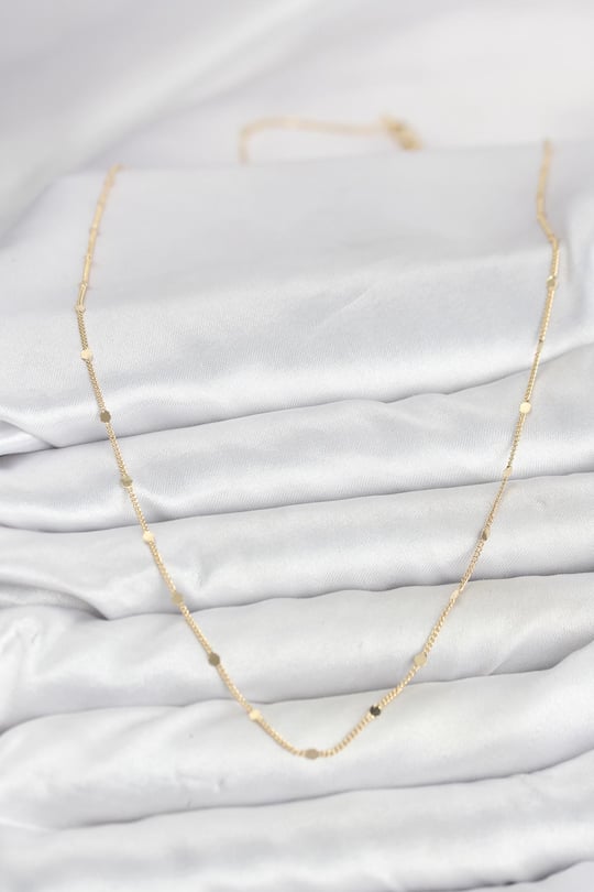 CM 14K Gold Renk Ezme Pul Model 60 cm Kadın Kolye