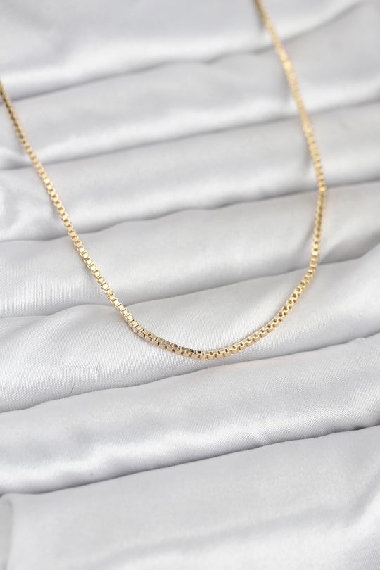 CM 14K Gold Renk Kare Zincirli Model 60 cm Kadın Kolye