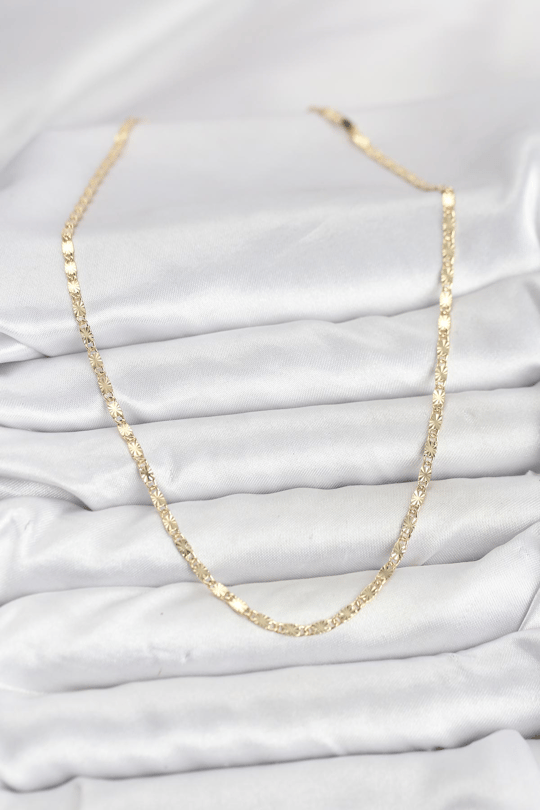 CM 14K Gold Renk Lazerli Zincir Model Kadın Kolye