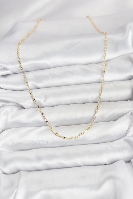 CM 14K Gold Renk Pirinç Gemi Zinciri Model Kadın Kolye