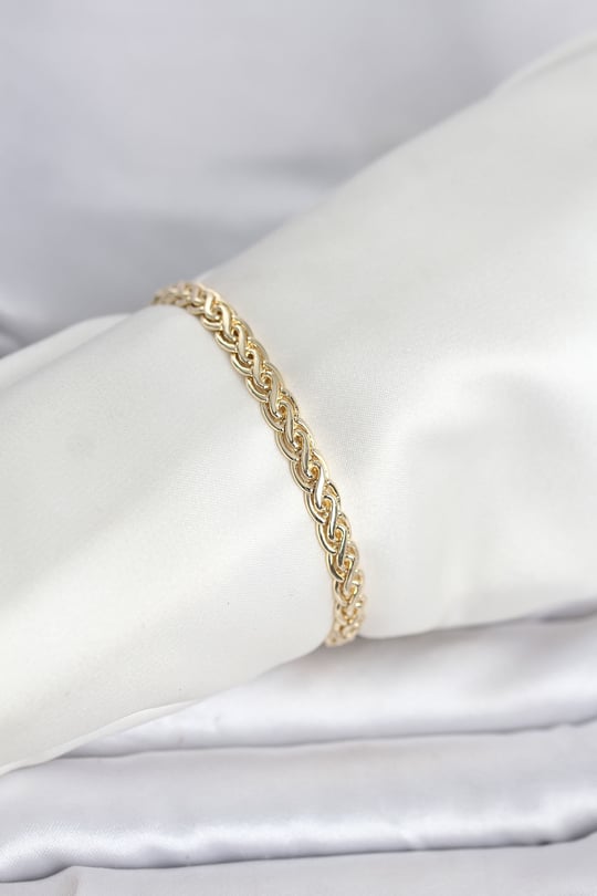 CM 14K Gold Renk Sarmal Zincir Model Kadın Bileklik