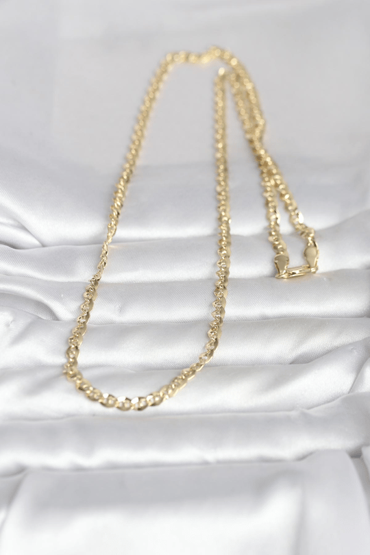 CM 14K Gold Renk Yassı Oval Zincirli Model 60 cm Kadın Kolye
