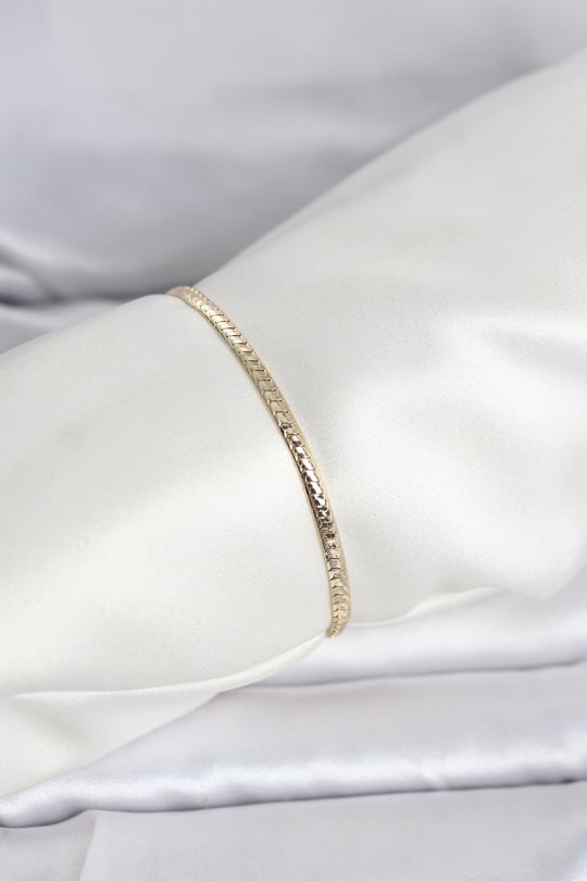 CM 14K Gold Renk Yassı Zincir Model Kadın Bileklik