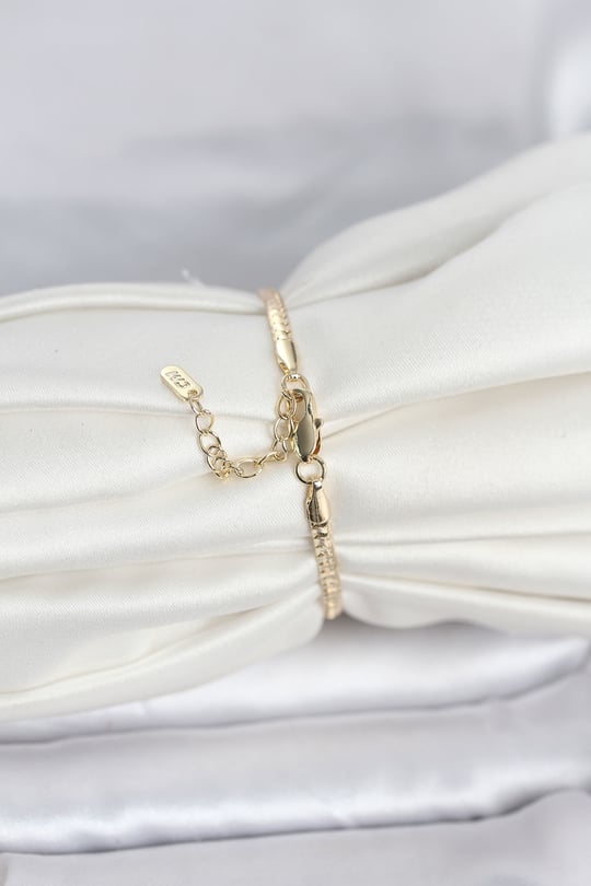 CM 14K Gold Renk Yassı Zincir Model Kadın Bileklik