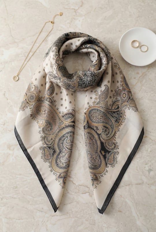 Çıtır Desen Coton Eşarp -Bej