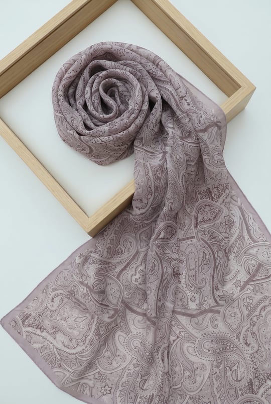 Geleneksel Floral Desenli Coton Şal -Açık Lila