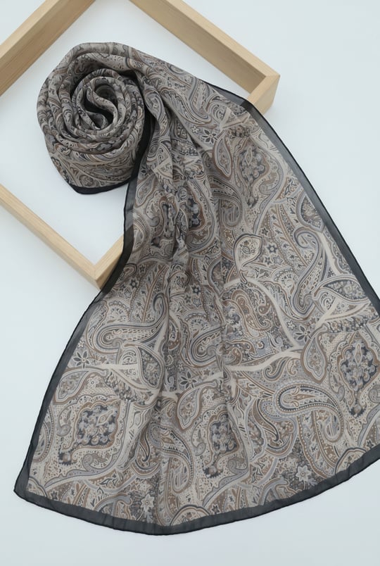 Geleneksel Floral Desenli Coton Şal -Bej