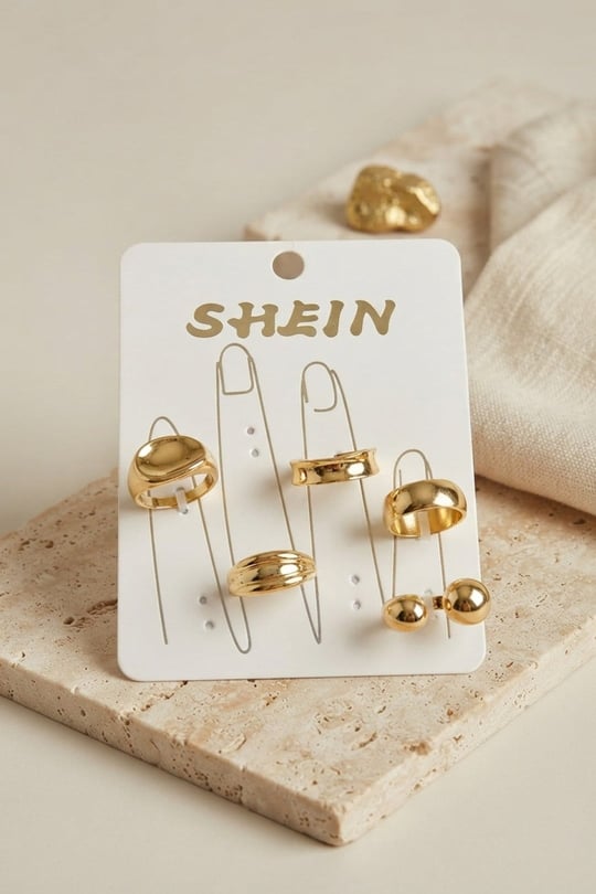 Gold Renk Pirinç Bohem Yüzük Kombini BYK4268