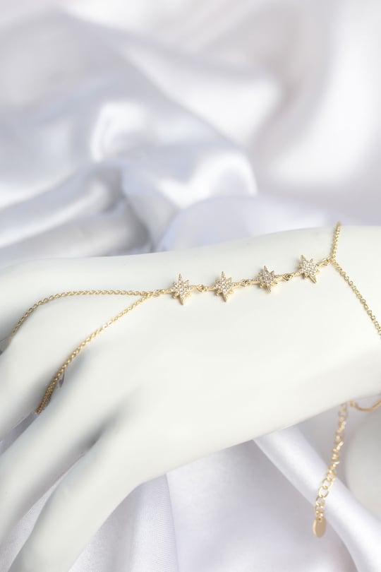 Gold Renk Zirkon Taşlı Sıralı Kutup Yıldızı Model Şahmeran