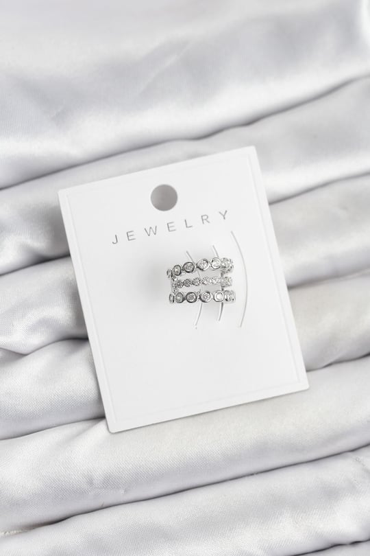 Gümüş Renk Zirkon Taşlı Pirinç Kıkırdak Earcuff Küpe