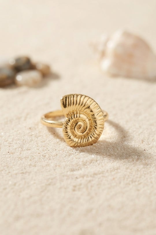 Nautilus Tasarım Gold Renk Kadın Yüzük