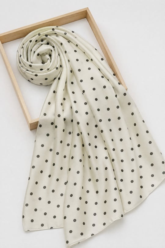 Womens Polka-Dot Patterned Soft Shawl - Ecru