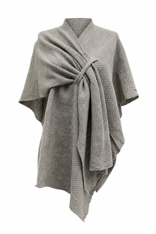 Womens Relaxed-Fit Casual Knit Poncho - Mink