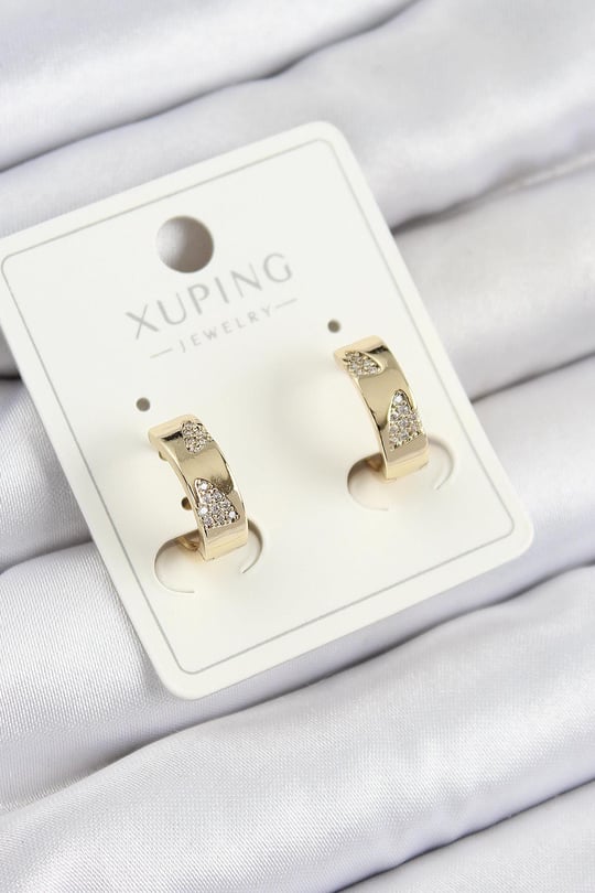 Xuping Zirkon Taşlı Desenli Halka Model Gold Renk Kadın Küpe