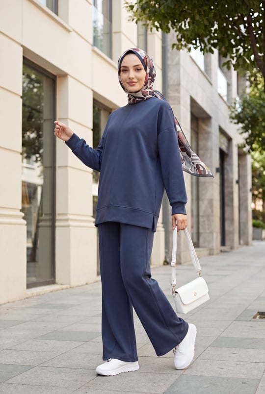 Womens Sides Slit Front Topstitched Pants Oysho Set - Charcoal