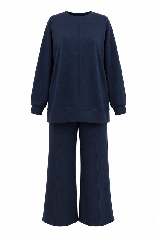 Womens Sides Slit Front Topstitched Pants Oysho Set - Charcoal