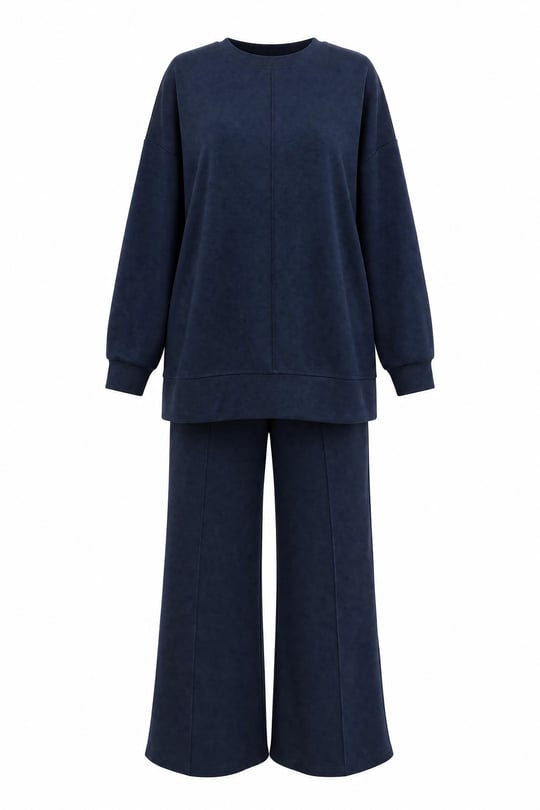 Womens Sides Slit Front Topstitched Pants Oysho Set - Charcoal