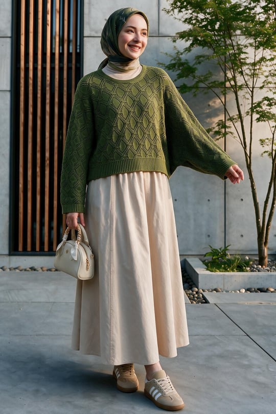 Round Neck Batwing Sleeve Openwork Knit Sweater