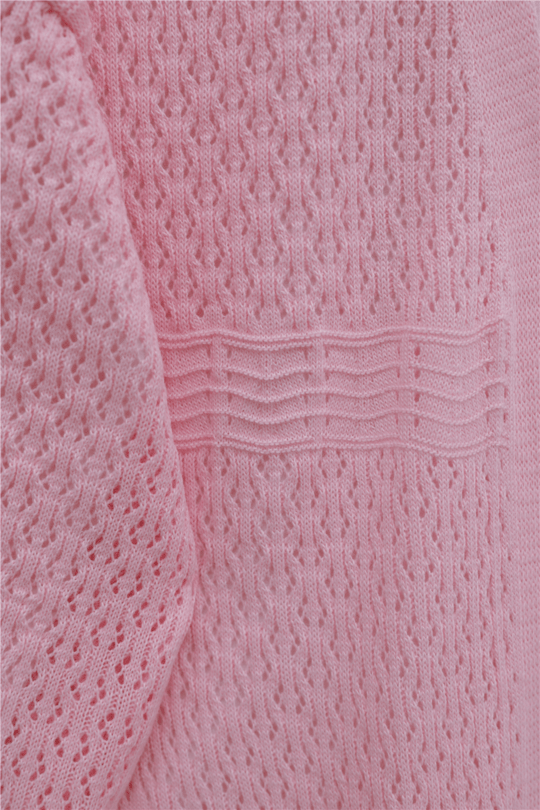 Ajurlu Dalga Desenli Triko Hırka  -Pembe