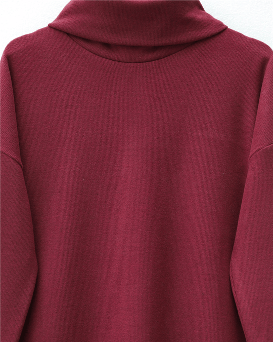 Balıkçı Yaka Yırtmaçlı Kaşkorse Tunik -Bordo