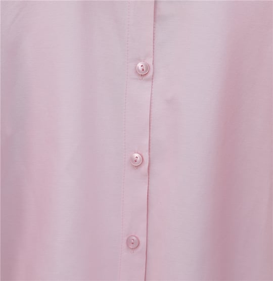 Balon Kol Düğmeli Kısa Poplin Gömlek -Pembe