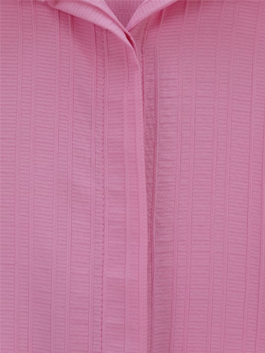 Belden Bağlamalı Fitlli Krinkıl Gömlek   -Pembe