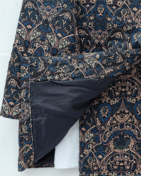 Beli Bağlamalı Cepli Desenli Kapitone Kimono -Laci
