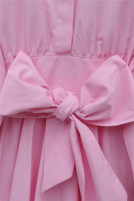 Beli Korsajlı Gizli Patlı Kuşaklı Poplin Tunik -Pembe