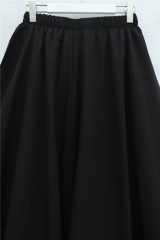 Beli Lastikli Astarlı Poplin Balon Etek -Siyah