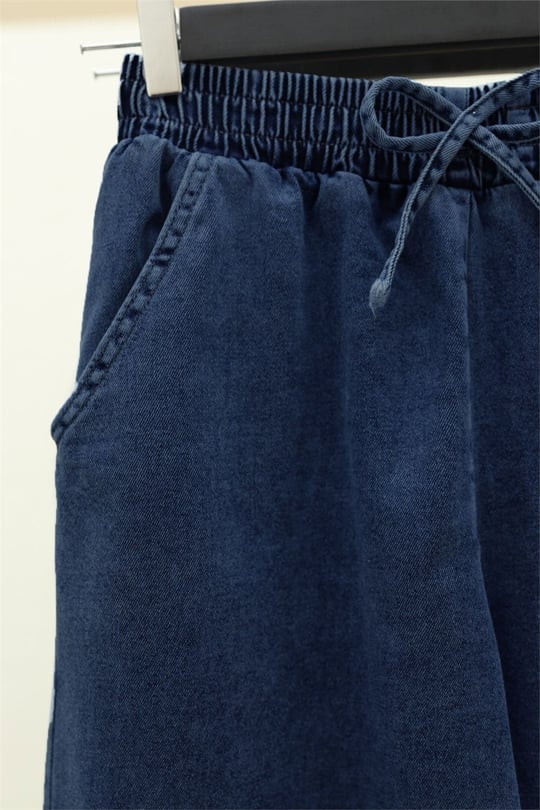 Beli Lastikli Cepli Bol Paça Kot Pantolon    -Laci