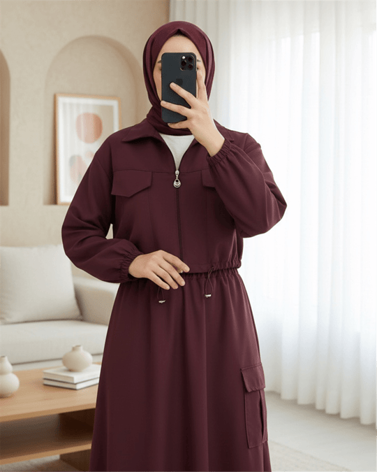Beli Lastikli Etekli Bonding Takım  -Bordo