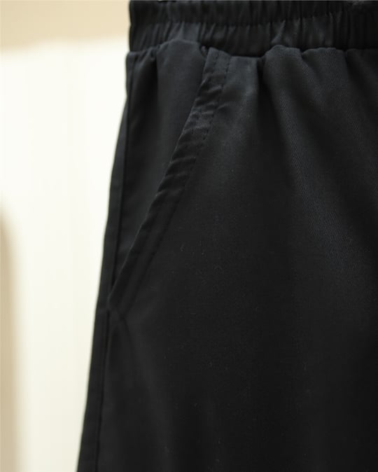 Beli ve Paçası Lastikli Bağcıklı Kargo Kot Pantolon -Siyah