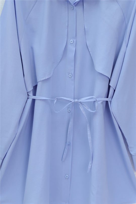Bolero Detaylı Bağcıklı Poplin Tunik -Bebe Mavi