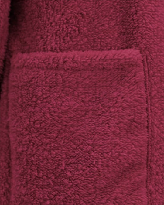 Boydan Düğmeli Cepli Pelüş Ceket   -Bordo