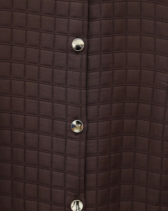 Boydan Düğmeli Kapşonlu Cepli Kapitone Uzun Yelek  -K. Kahve