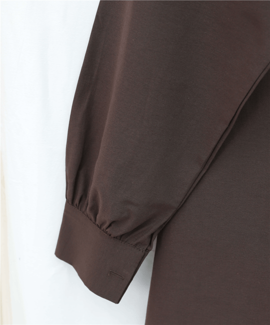 Broş Detaylı Gizli Düğmeli Poplin Gömlek -Kahve