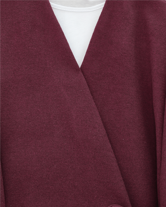 Çapraz Bağlamalı Kaşe Kimono -Bordo