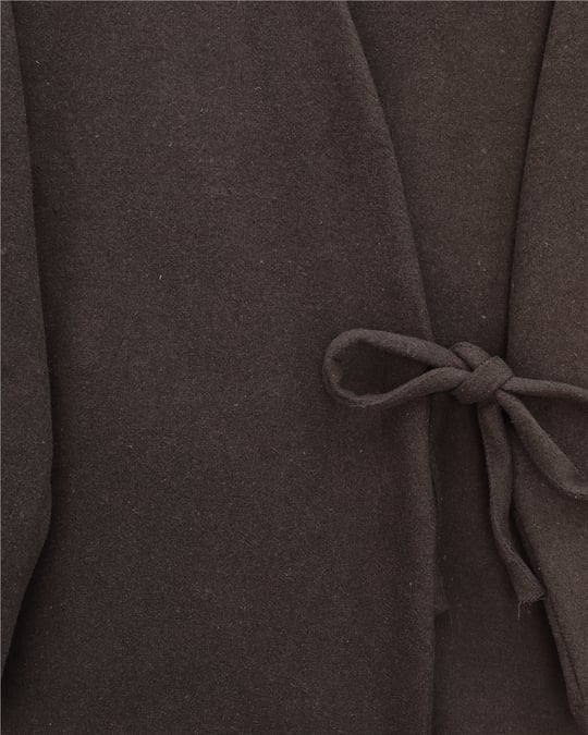 Çapraz Bağlamalı Kaşe Kimono -Kahve
