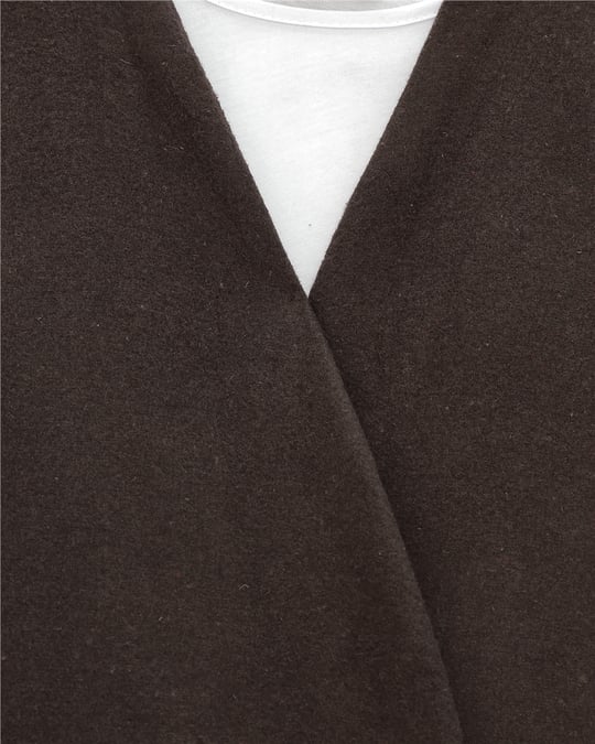 Çapraz Bağlamalı Kaşe Kimono -Kahve