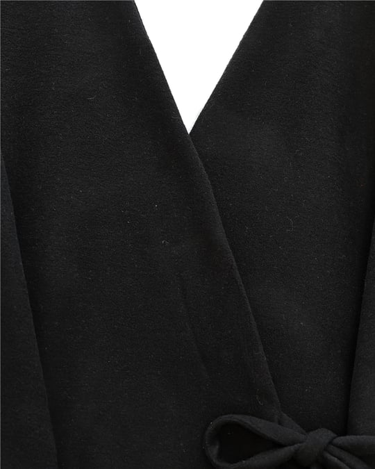 Çapraz Bağlamalı Kaşe Kimono -Siyah