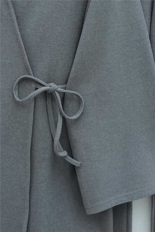 Çapraz Bağlamalı Selanik Kimono Takım -Gri