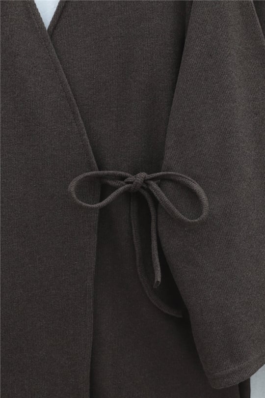 Çapraz Bağlamalı Selanik Kimono Takım -Kahve
