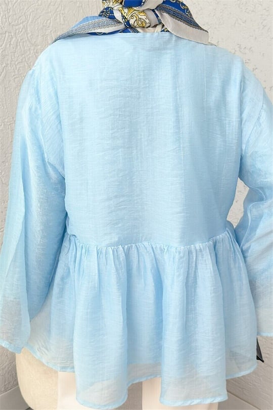 Çift Bağlamalı İçi Astarlı Modal Kimono -Bebe Mavi