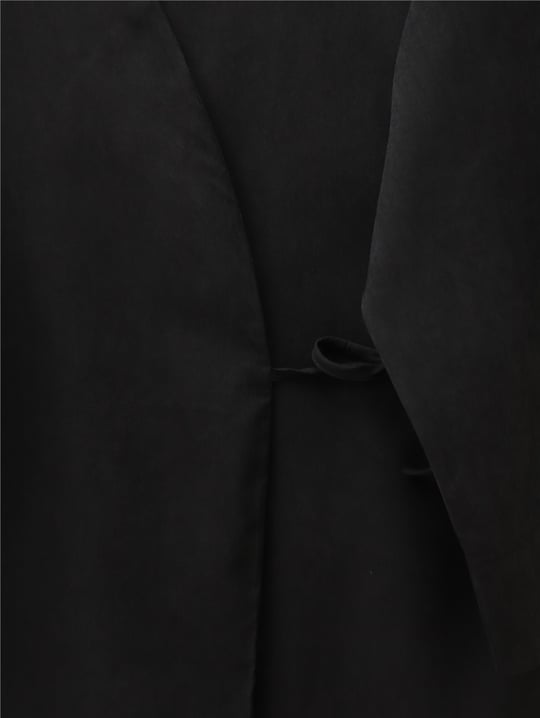 Çift Bağlamalı V Yaka Kimono -Siyah