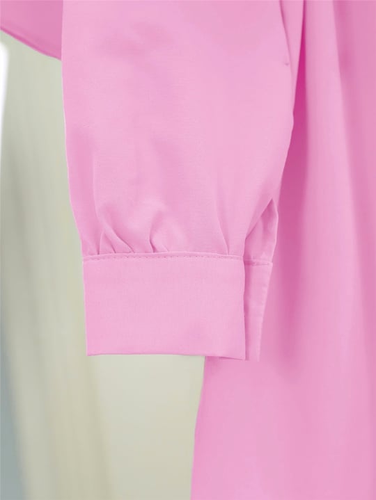 Dik Yaka Pelerin Detaylı Poplin Gömlek -Pembe