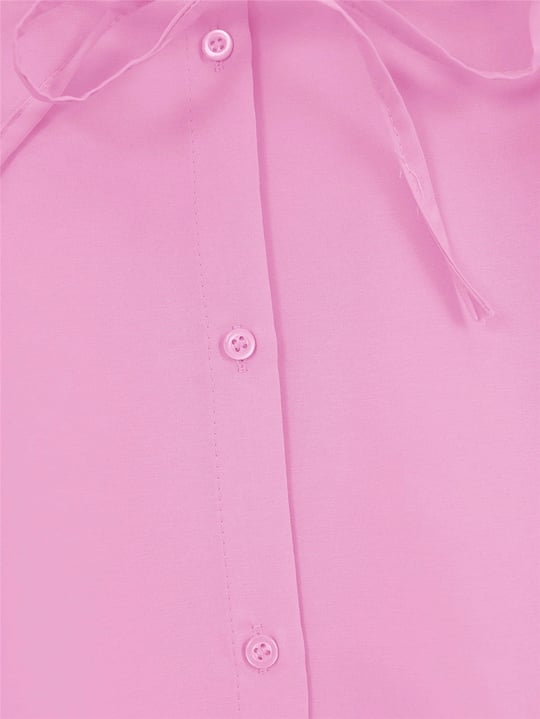 Dik Yaka Pelerin Detaylı Poplin Gömlek -Pembe