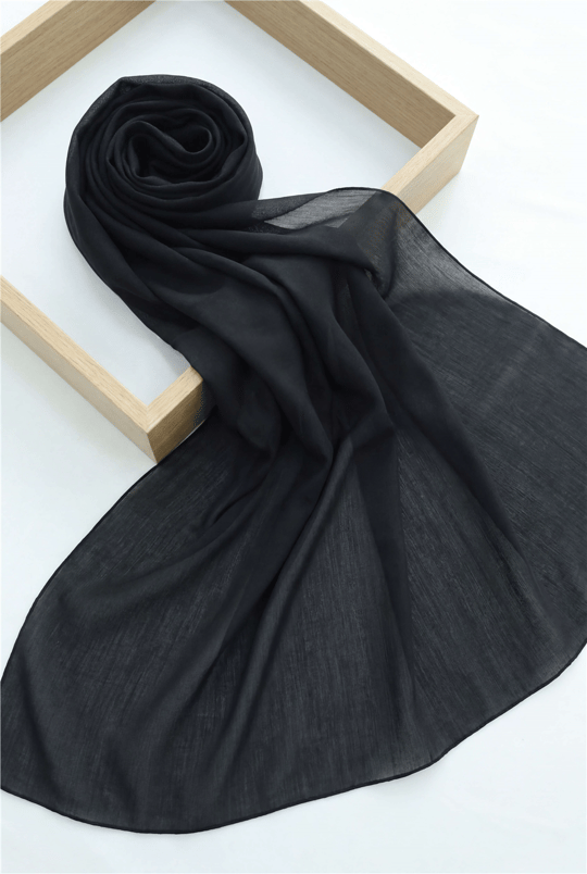 Düz Coton Şal -Siyah-Şal-201-10108-R01