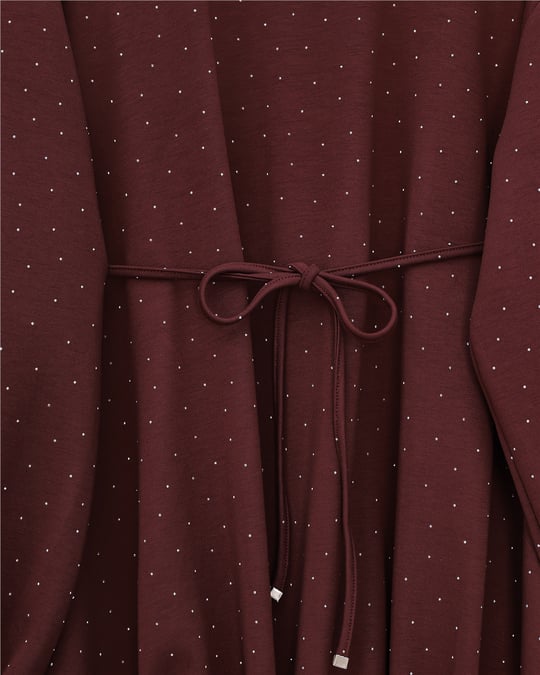 Eteği Lastikli Beli Bağcıklı Yarım Boğazlı Oysho Sweat -Bordo